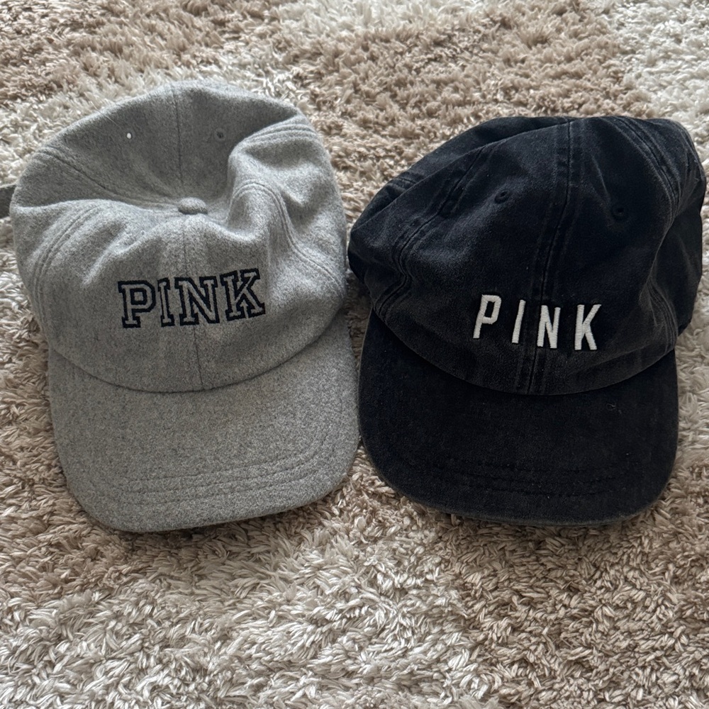 PINK Victoria's Secret Black and Gray Caps